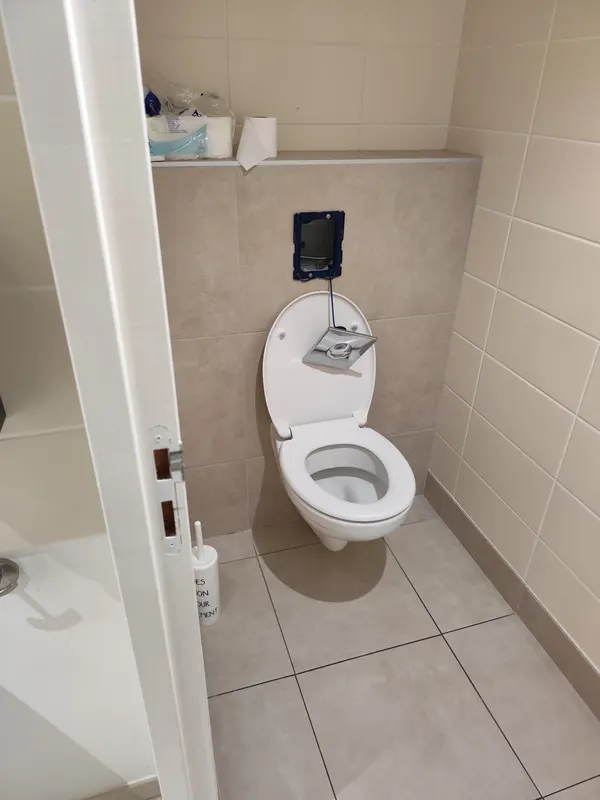 Toilettes d'origine en cours de dépose, avant création d'une salle de bain à Dijon